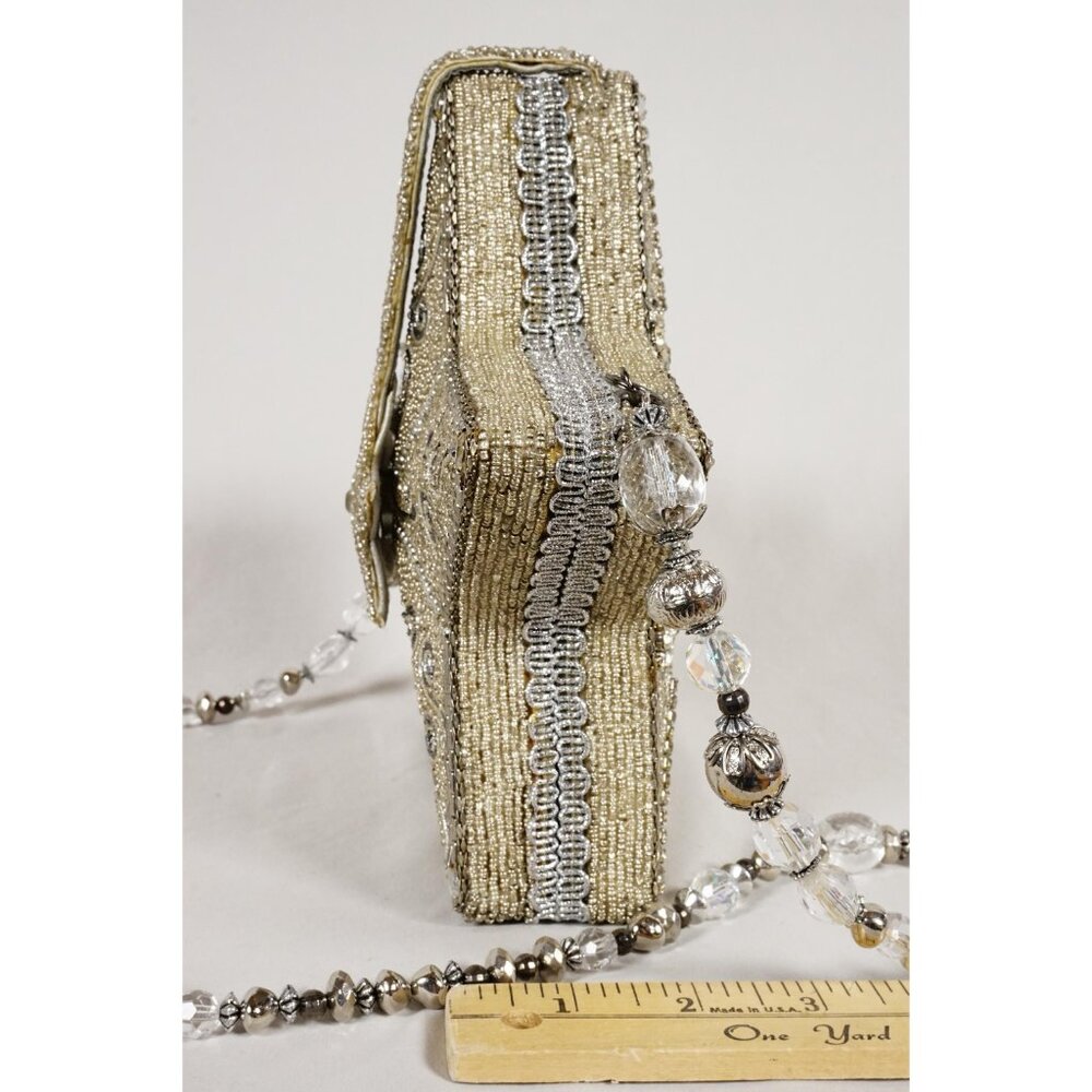 RARE Mary Frances Super Star Silver Gold Beaded Holiday Purse Handbag NEW!! - Picture 3 of 10